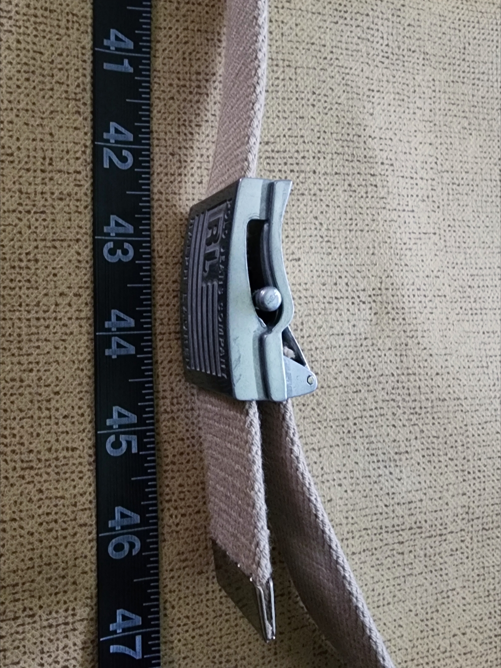 Ralph Lauren Vintage Beige Canvas Web Belt with Metal RL Flag Logo Buckle - Picture 6 of 10